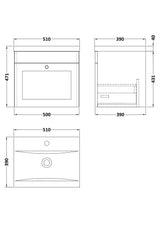 Nuie Classique 1 Drawer Wall Hung Vanity Unit With Basin – 500mm, 600mm & 800mm, photo 19