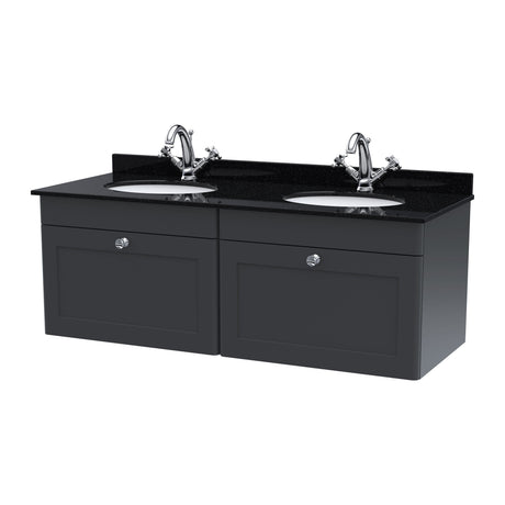 Nuie Classique 1200mm 2 Drawer Wall Hung Twin Vanity Unit With Basin, photo 2