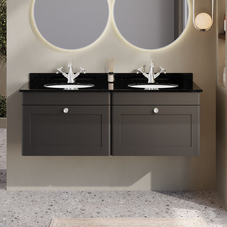 Nuie Classique 1200mm 2 Drawer Wall Hung Twin Vanity Unit With Basin