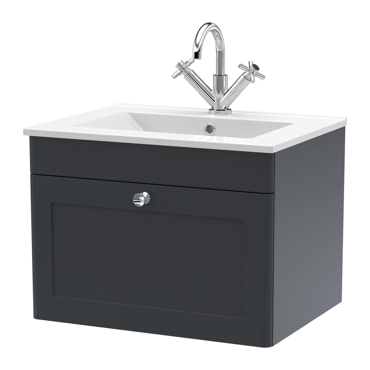 Nuie Classique 1 Drawer Wall Hung Vanity Unit With Basin – 500mm, 600mm & 800mm, photo 6