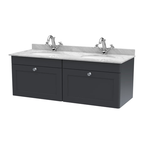 Nuie Classique 1200mm 2 Drawer Wall Hung Twin Vanity Unit With Basin, photo 7