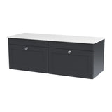 Nuie Classique 1200mm 2 Drawer Wall Hung Vanity Unit With Worktop, photo 2