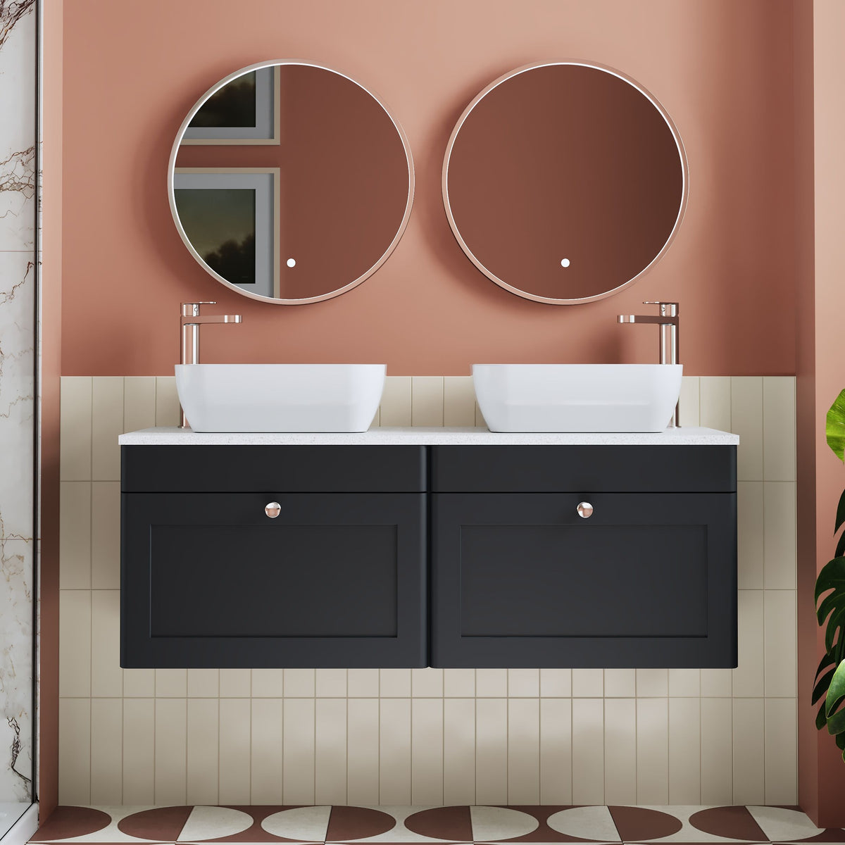 Nuie Classique 1200mm 2 Drawer Wall Hung Vanity Unit With Worktop
