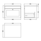 Nuie Classique 1 Drawer Wall Hung Vanity Unit With Worktop – 600mm & 800mm, photo 8