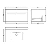 Nuie Classique 1 Drawer Wall Hung Vanity Unit With Basin – 500mm, 600mm & 800mm, photo 21