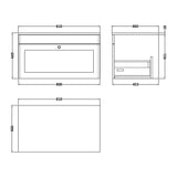Nuie Classique 1 Drawer Wall Hung Vanity Unit With Worktop – 600mm & 800mm, photo 9
