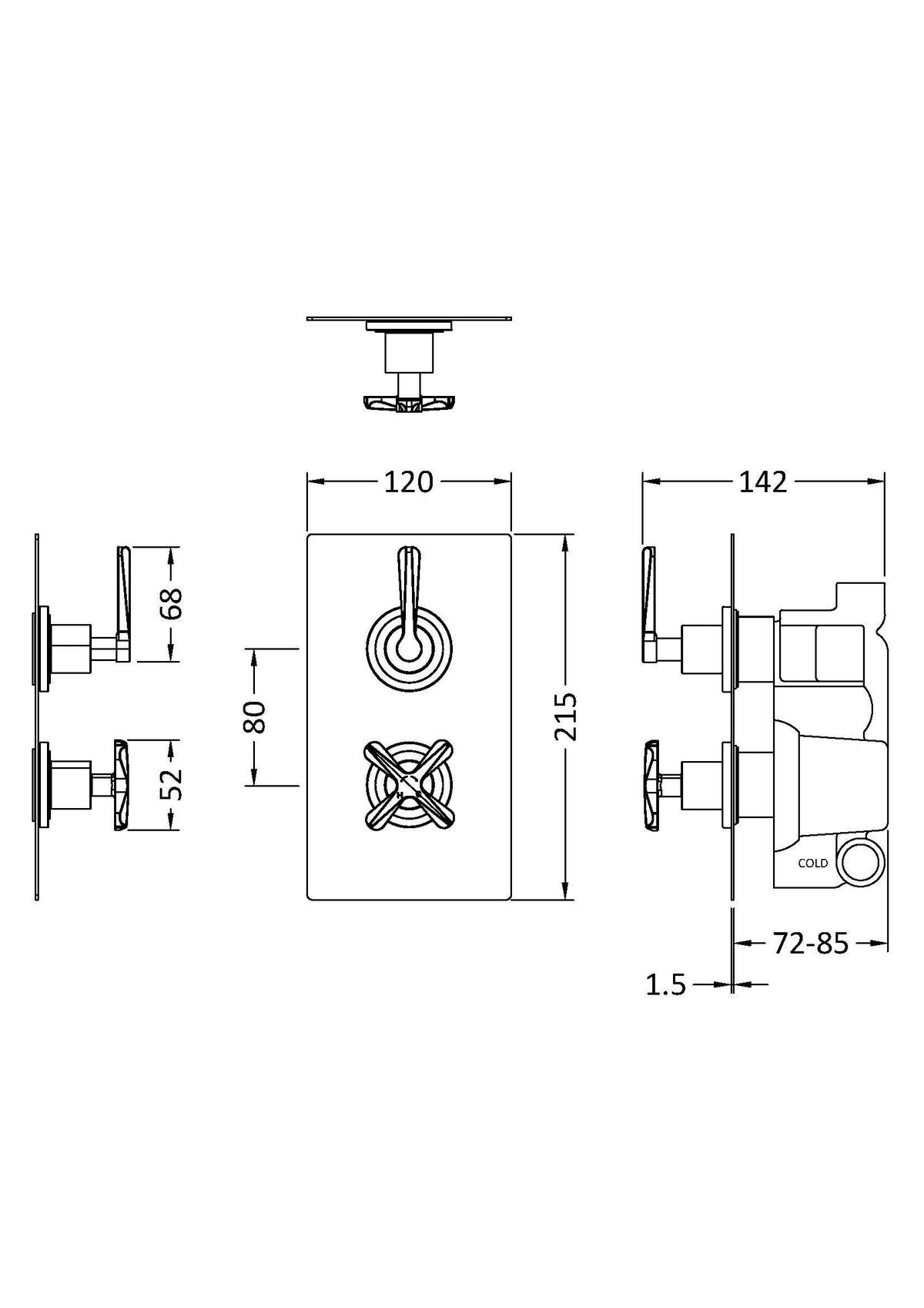 Nuie Aztec Concealed Twin Thermostatic Shower Valve – Chrome, Matt Black or Brushed Brass, photo 4