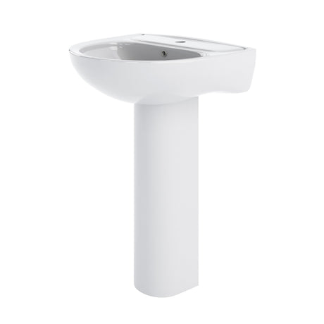 Nuie Lawton 550mm 1 Tap Hole Ceramic Basin & Pedestal – White, photo 2