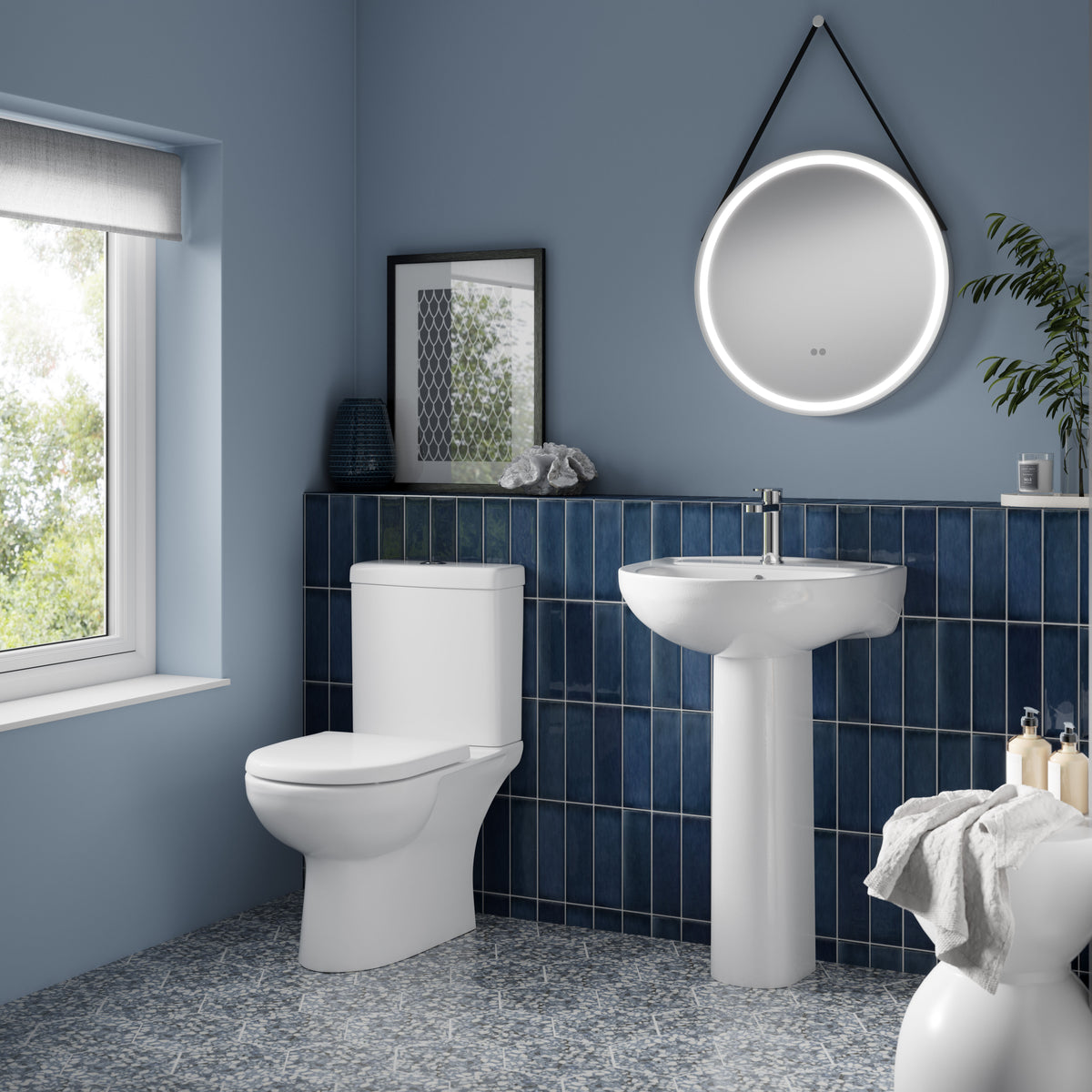 Nuie Lawton 550mm 1 Tap Hole Ceramic Basin & Pedestal – White
