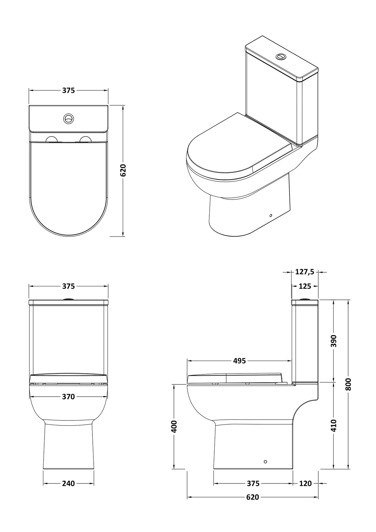 Nuie Isla Compact Rimless Pan & Cistern – White, photo 3