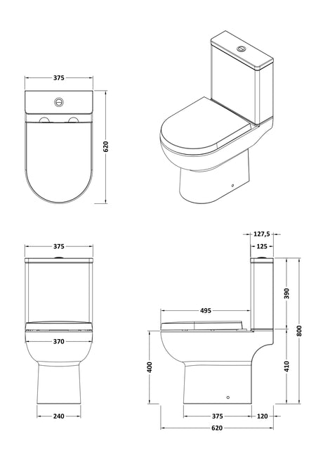 Nuie Isla Compact Rimless Pan & Cistern – White, photo 3