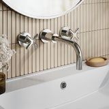 Nuie Aztec 3 Tap Hole Wall Mounted Basin Mixer – Chrome or Brushed Brass