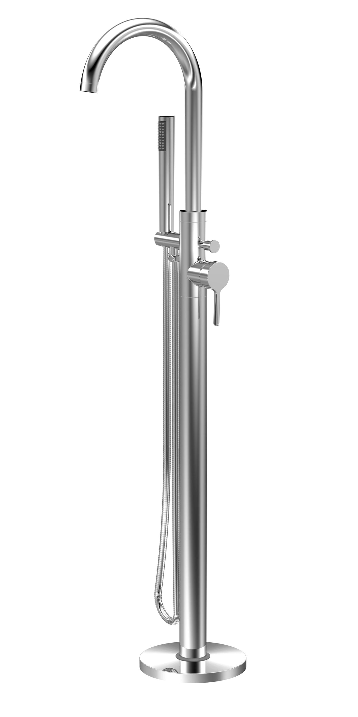 Nuie Aztec Floorstanding Bath Shower Mixer – Chrome, Matt Black or Brushed Brass, photo 2