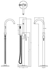 Nuie Aztec Floorstanding Bath Shower Mixer – Chrome, Matt Black or Brushed Brass, photo 5