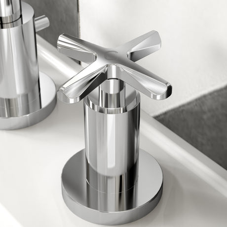 Nuie Aztec 3 Tap Hole Deck Mounted Basin Mixer With Pop Up Waste – Chrome, photo 4