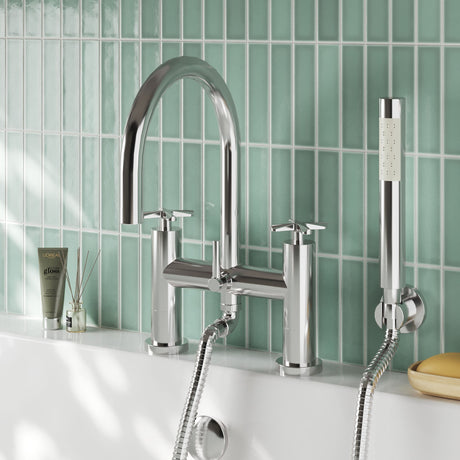 Nuie Aztec Deck Mounted Bath Shower Mixer – Chrome