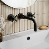 Nuie Aztec 3 Tap Hole Deck Mounted Basin Mixer – Matt Black