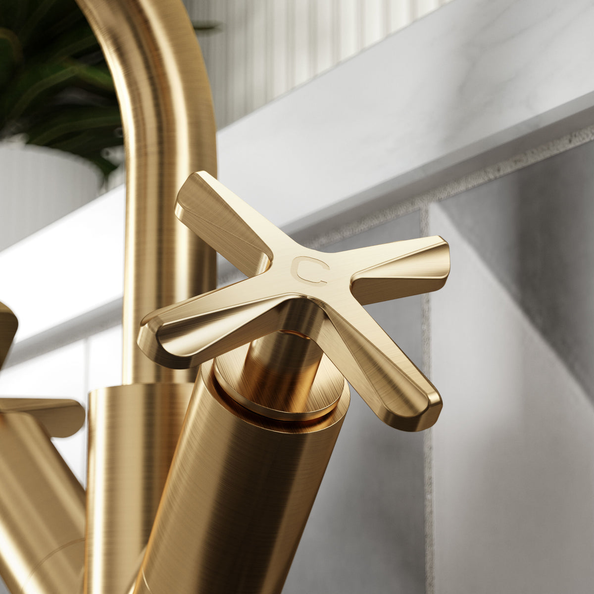 Nuie Aztec Deck Mounted Mono Basin Mixer With Waste – Brushed Brass, photo 4