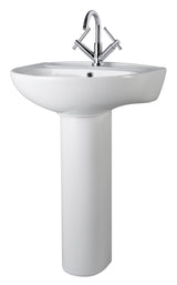 Nuie Melbourne 550mm 1 Tap Hole Ceramic Basin & Pedestal – White, photo 2