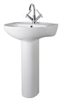 Nuie Melbourne 550mm 1 Tap Hole Ceramic Basin & Pedestal – White, photo 2