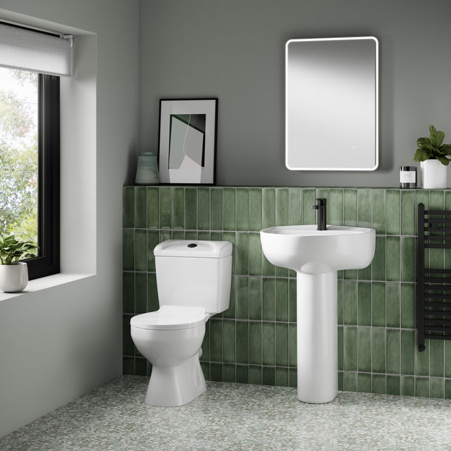 Nuie Melbourne 550mm 1 Tap Hole Ceramic Basin & Pedestal – White