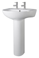 Nuie Melbourne 550mm 2 Tap Hole Ceramic Basin & Pedestal – White