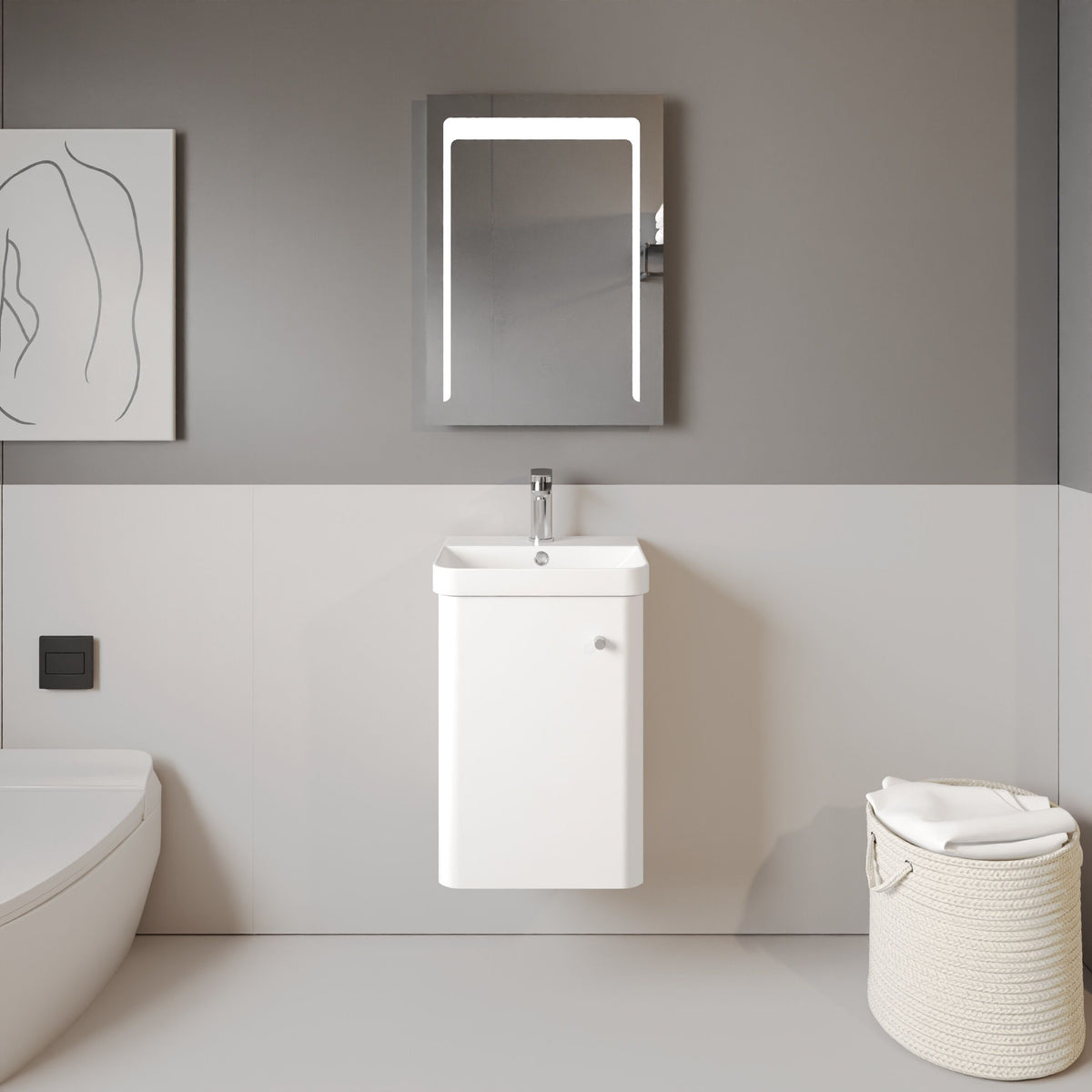 Nuie Core 400mm 1 Door Wall Hung Vanity Unit With Basin
