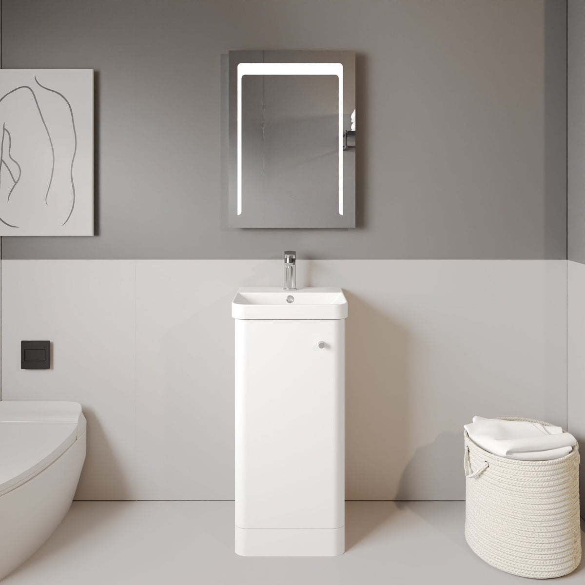 Nuie Core 400mm 1 Door Floor Standing Vanity Unit With Basin