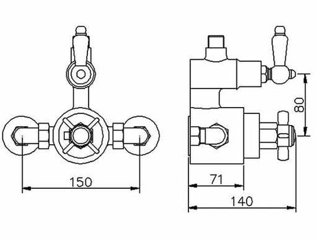 Nuie Edwardian Twin Thermostatic Shower Valve & Rigid Riser – Chrome, photo 2
