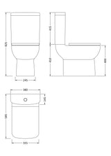 Nuie Ambrose Short Projection Semi Flush to Wall Close Coupled Toilet Pan – White, photo 3