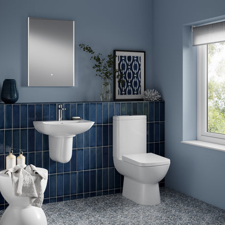 Nuie Ambrose Short Projection Semi Flush to Wall Close Coupled Toilet Pan – White