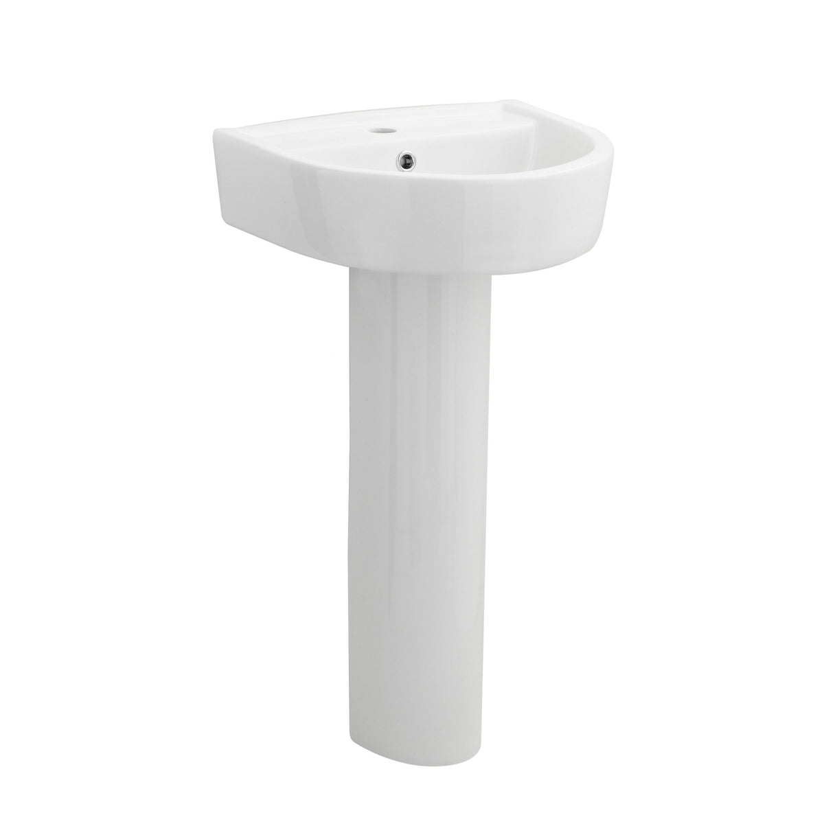 Nuie Provost 1 Tap Hole Ceramic Basin & Pedestal – 420mm & 520mm, photo 2