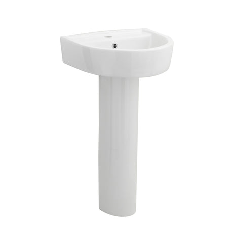 Nuie Provost 1 Tap Hole Ceramic Basin & Pedestal – 420mm & 520mm, photo 2