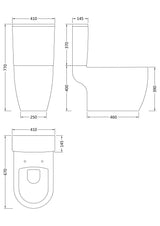Nuie Provost Semi Flush to Wall Close Coupled Toilet Pan – White, photo 3