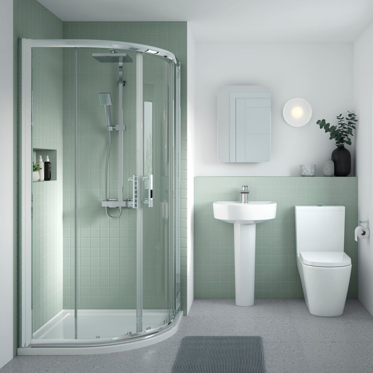 Nuie Provost Semi Flush to Wall Close Coupled Toilet Pan – White, photo 4