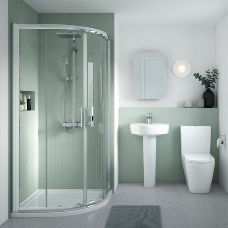 Nuie Provost Semi Flush to Wall Close Coupled Toilet Pan – White, photo 4
