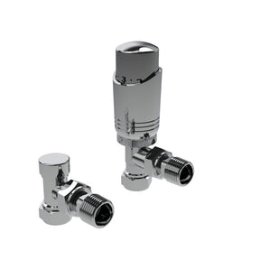 Kartell K-VIT K-Design thermostatic radiator valve twin pack in chrome – Angled