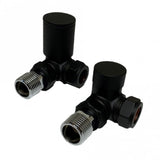 Kartell K-VIT Black Corner Radiator Valve 15mm Pair