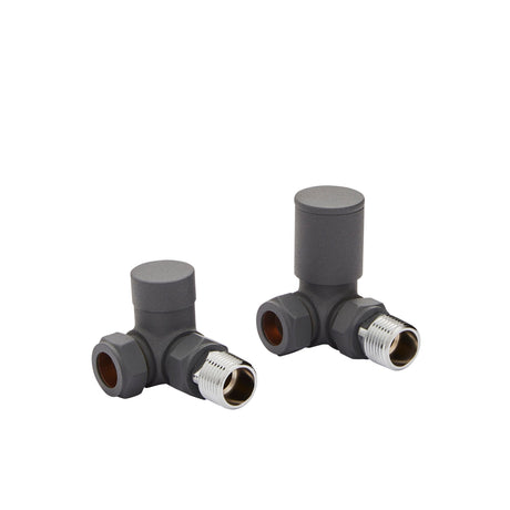 Kartell K-VIT Textured Grey Corner Radiator Valve 15mm Pair
