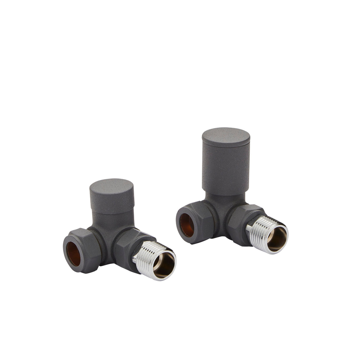Kartell K-VIT Modern Manual Radiator Valves in textured grey – Corner