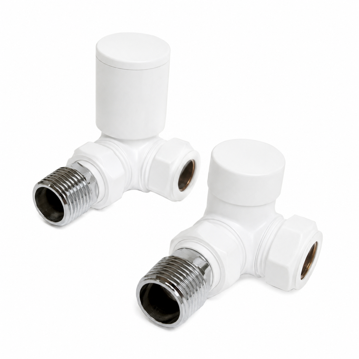Corner Radiator Valve 15mm - White (Pair)