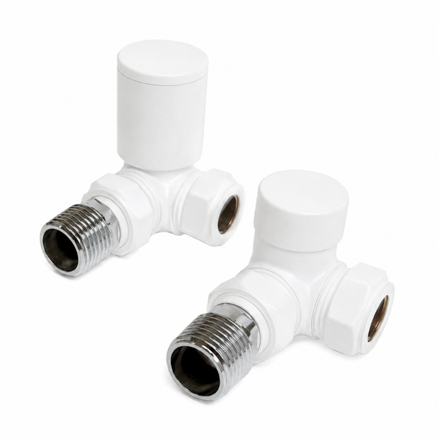 Kartell K-VIT Corner Radiator Valve 15mm - White (Pair)