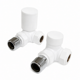 Corner Radiator Valve 15mm - White (Pair)