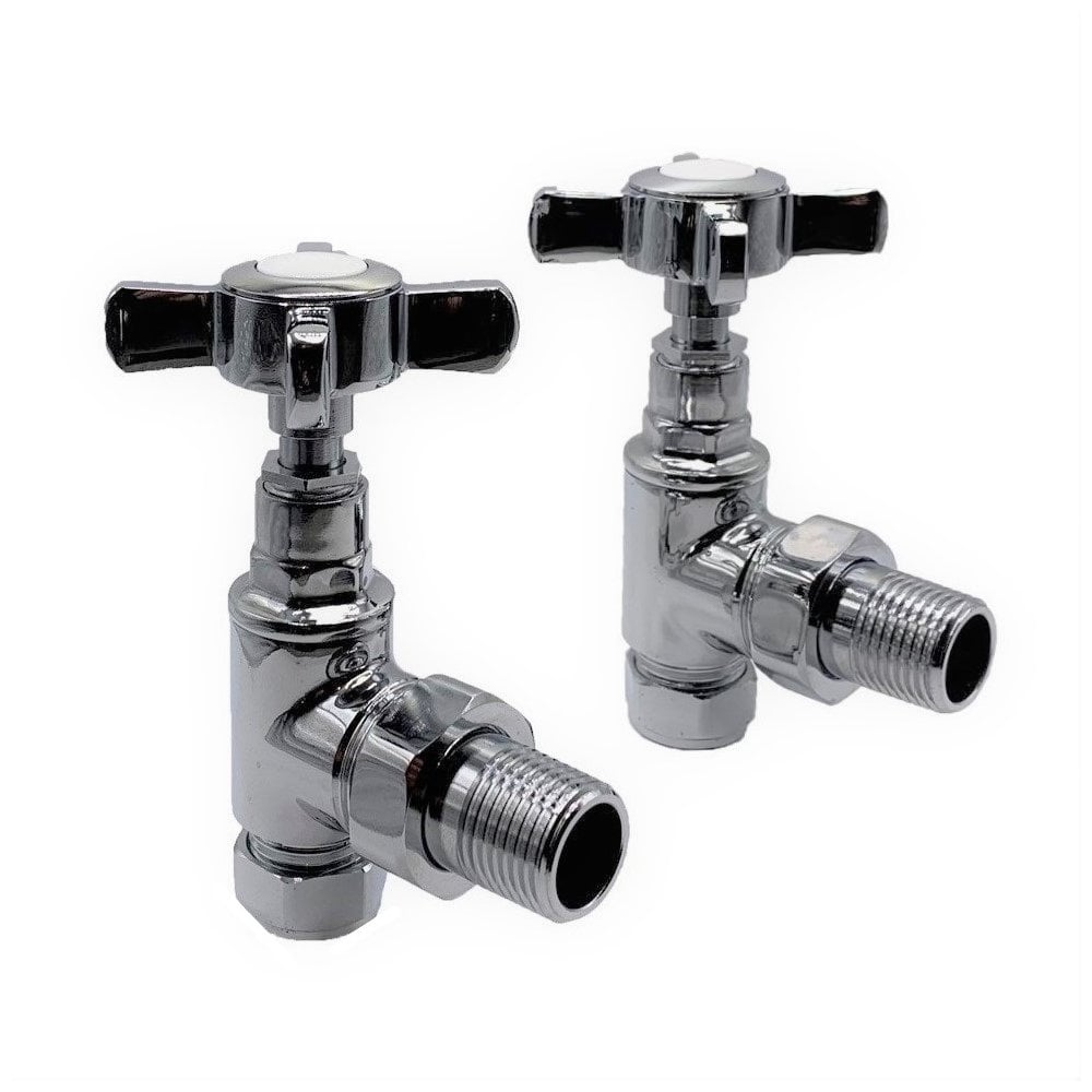 Kartell K-VIT Cross Head Radiator Valve Angled (Pair) in Chrome