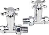 Kartell K-VIT Times Cross Head Manual Radiator Valves in chrome – Straight