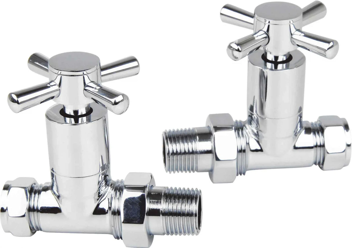 Kartell K-VIT Cross Head Radiator Valve Straight (Pair) in Chrome