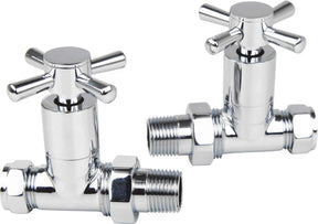 Kartell K-VIT Cross Head Radiator Valve Straight (Pair) in Chrome