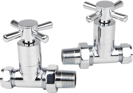 Kartell K-VIT Cross Head Radiator Valve Straight (Pair) in Chrome