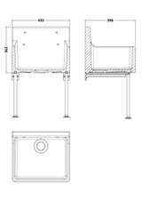 Nuie Fireclay Single Bowl Traditional Cleaner Sink With Grid, Legs, Wall Bracket And Backsplash – 455 x 362mm, 515 x 382mm & 595 x 450mm, photo 3