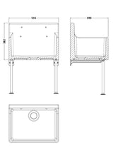 Nuie Fireclay Single Bowl Traditional Cleaner Sink With Grid, Legs, Wall Bracket And Backsplash – 455 x 362mm, 515 x 382mm & 595 x 450mm, photo 4